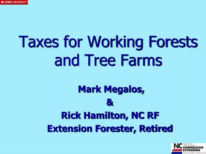 taxes for working forests and tree farms