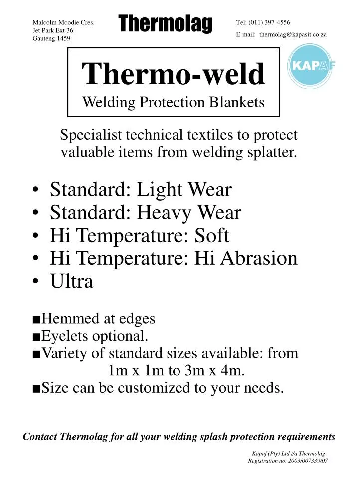 thermo weld welding protection blankets