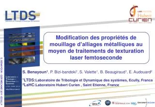 S. Benayoun 1 , P. Bizi-bandoki 1 , S. Valette 1 , B. Beaugiraud 1 , E. Audouard 2