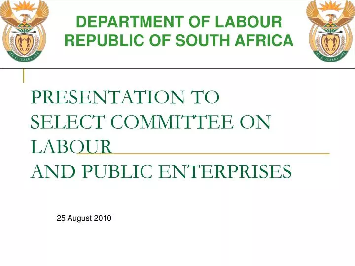 presentation to select committee on labour and public enterprises