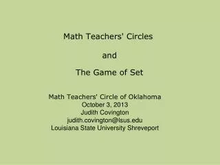 Math Teachers' Circles and The Game of Set