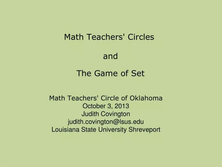 math teachers circles and the game of set