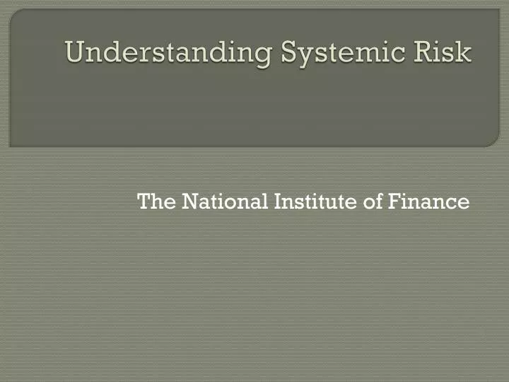 understanding systemic risk