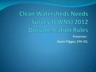 Clean Watersheds Needs Survey (CWNS) 2012 Documentation Rules