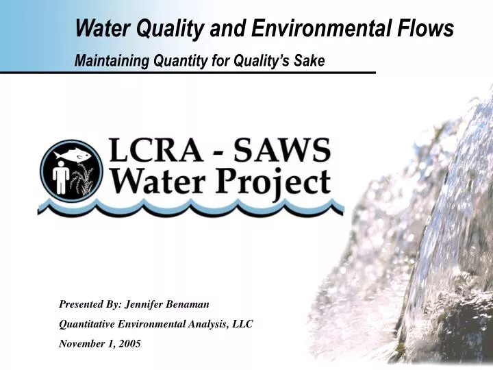 water quality and environmental flows maintaining quantity for quality s sake