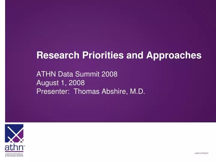 research priorities and approaches
