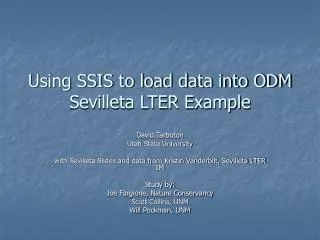 Using SSIS to load data into ODM Sevilleta LTER Example