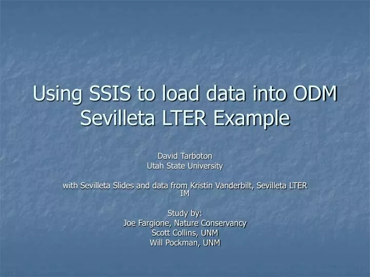 using ssis to load data into odm sevilleta lter example