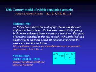13th Century model of rabbit population growth: