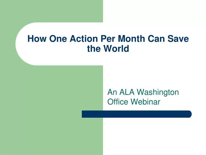 how one action per month can save the world