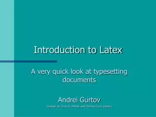 Introduction to Latex