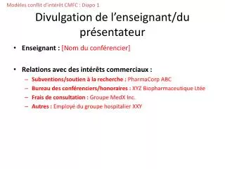 divulgation de l enseignant du pr sentateur