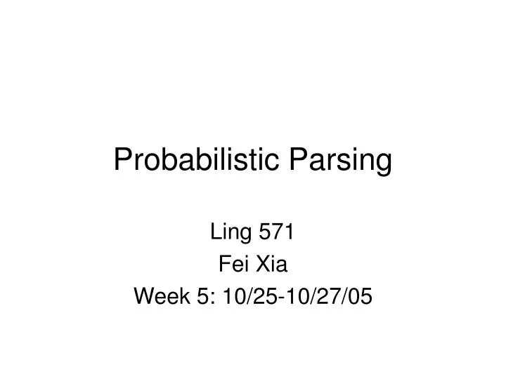 probabilistic parsing