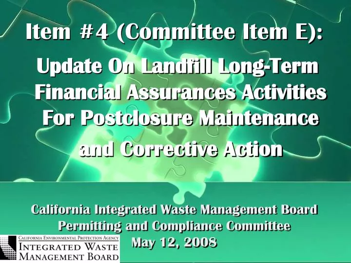 california integrated waste management board permitting and compliance committee may 12 2008