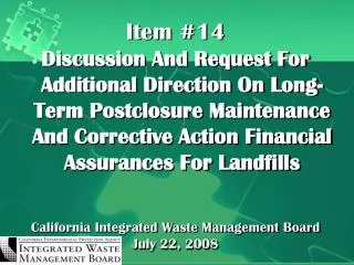 California Integrated Waste Management Board July 22, 2008