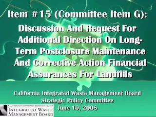 California Integrated Waste Management Board Strategic Policy Committee June 10, 2008