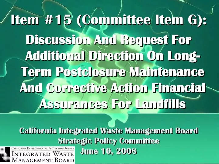 california integrated waste management board strategic policy committee june 10 2008