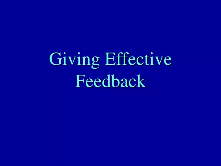 giving effective feedback