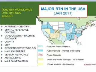 &gt;200 RTN World wide &gt;80 RTN in USA 35+ State DOT Many Cooperative Efforts