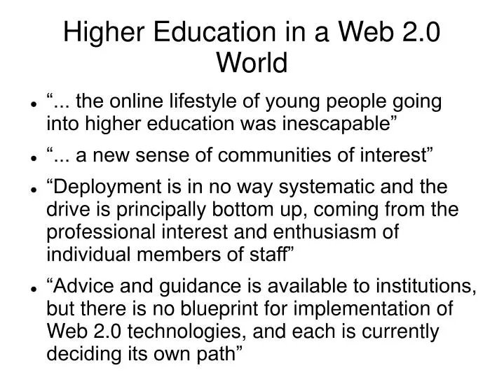 higher education in a web 2 0 world