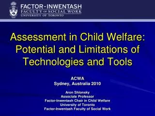 Assessment in Child Welfare: Potential and Limitations of Technologies and Tools