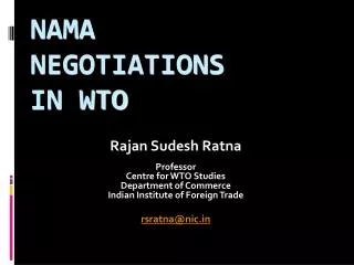 NAMA NEGOTIATIONS IN WTO