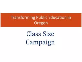 Transforming Public Education in Oregon