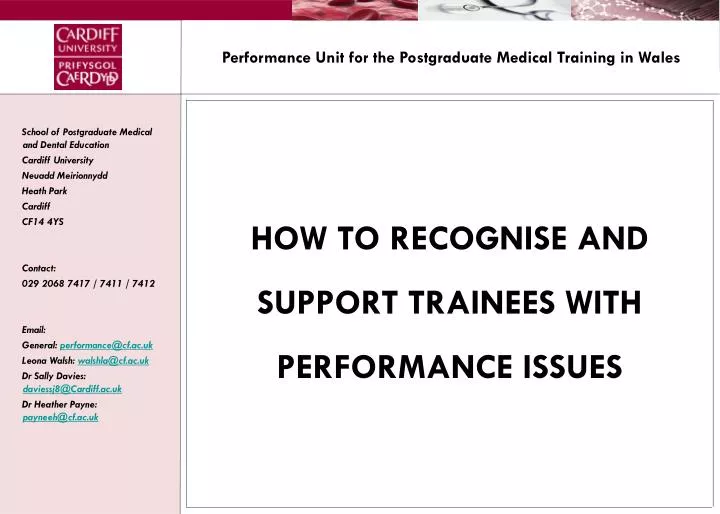 performance unit for the postgraduate medical training in wales