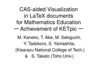 CAS-aided Visualization in LaTeX documents for Mathematics Education ? Achievement of KETpic ?