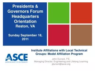 Institute Affiliations with Local Technical Groups: Model Affiliation Program