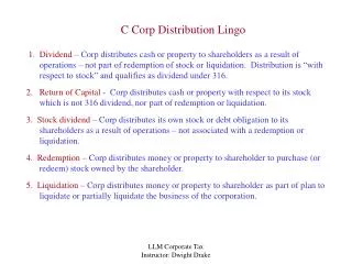 C Corp Distribution Lingo