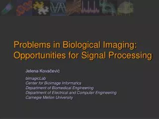 Problems in Biological Imaging: Opportunities for Signal Processing