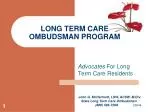 LONG TERM CARE OMBUDSMAN PROGRAM - slide 1