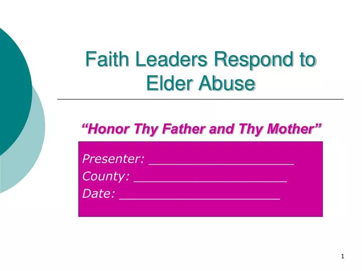 faith leaders respond to elder abuse