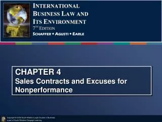 CHAPTER 4 Sales Contracts and Excuses for Nonperformance
