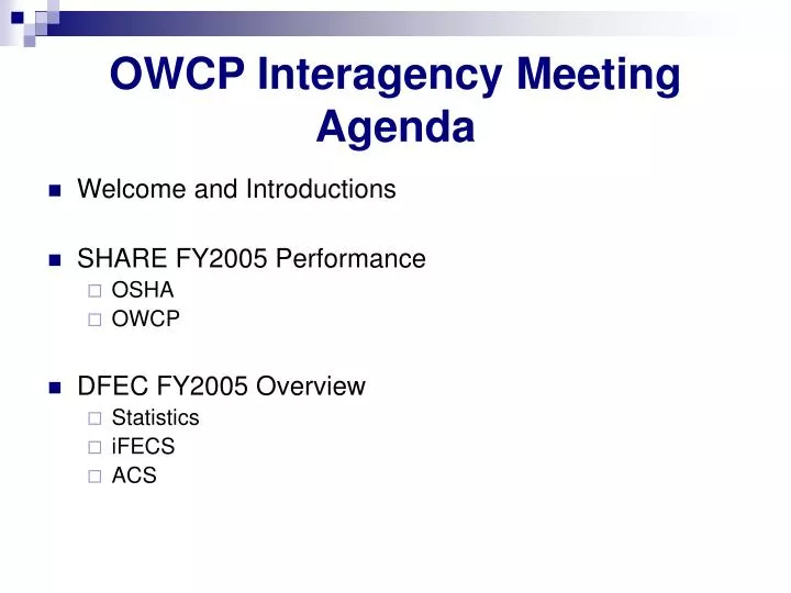 owcp interagency meeting agenda