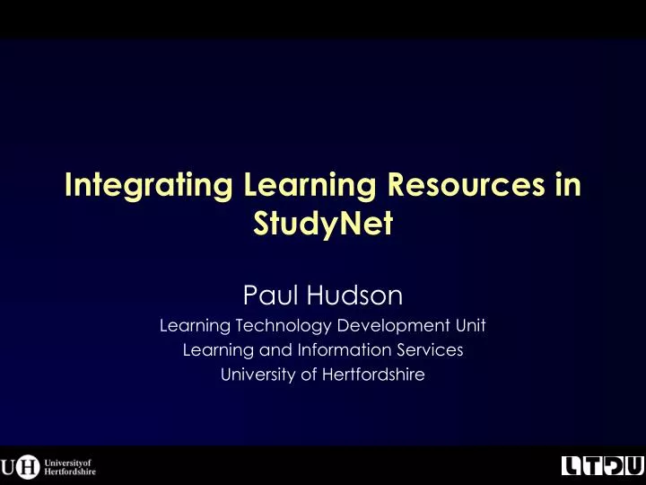 integrating learning resources in studynet