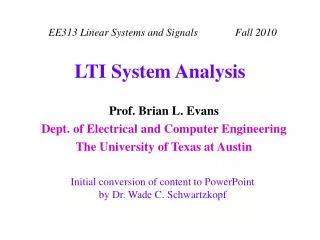 LTI System Analysis