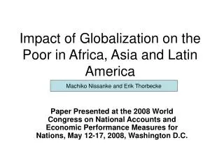 Impact of Globalization on the Poor in Africa, Asia and Latin America