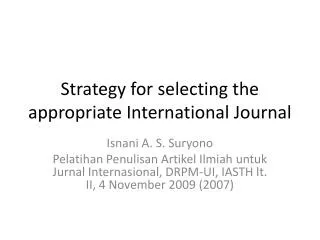 Strategy for selecting the appropriate International Journal