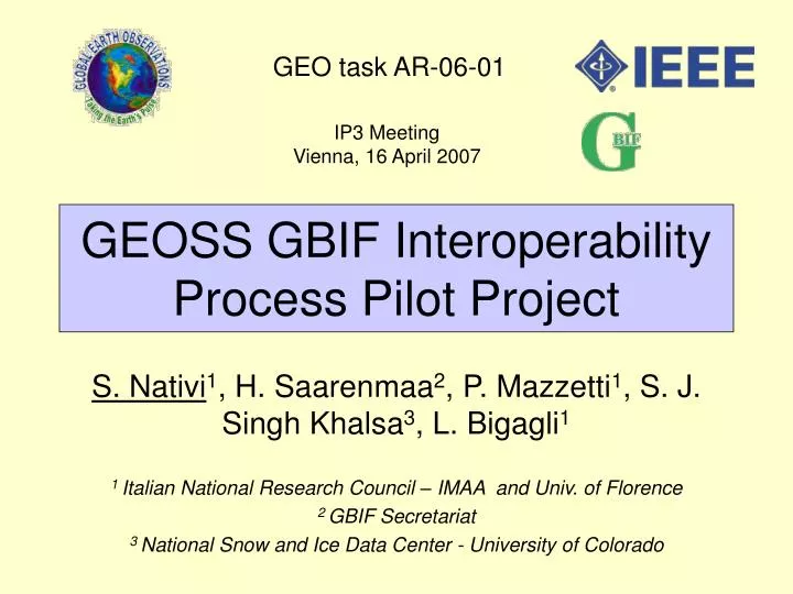 geoss gbif interoperability process pilot project