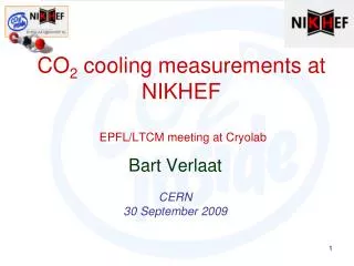 CO 2 cooling measurements at NIKHEF EPFL/LTCM meeting at Cryolab