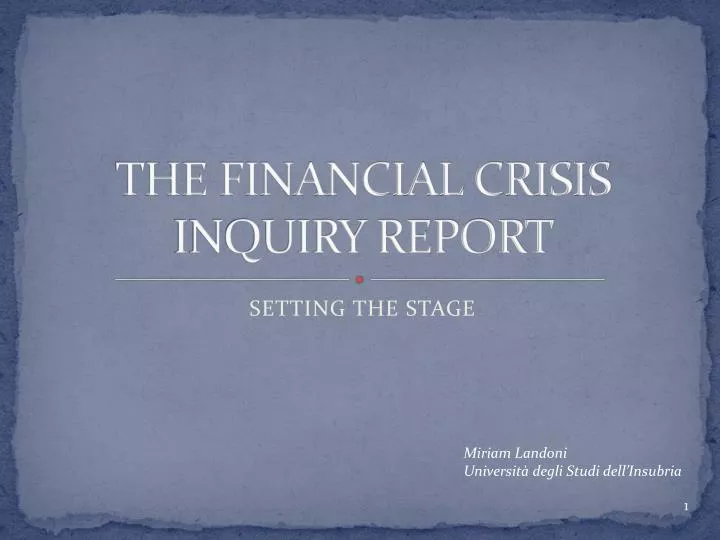 the financial crisis inquiry report