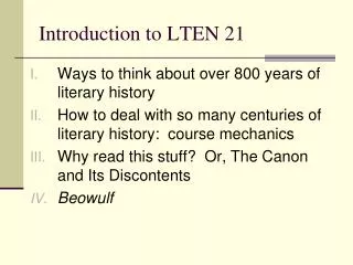 Introduction to LTEN 21