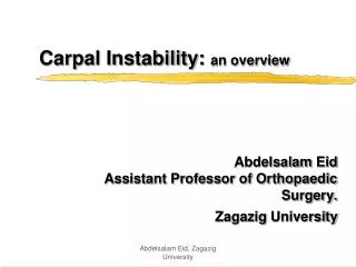 Carpal Instability: an overview