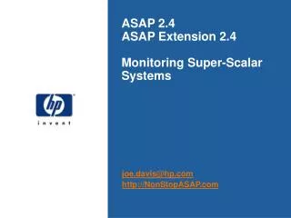 ASAP 2.4 ASAP Extension 2.4 Monitoring Super-Scalar Systems