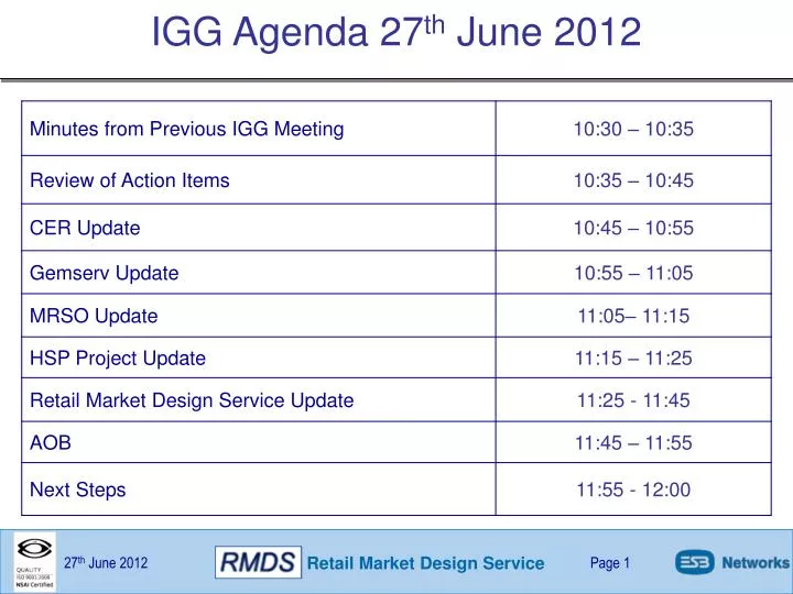 igg agenda 27 th june 2012