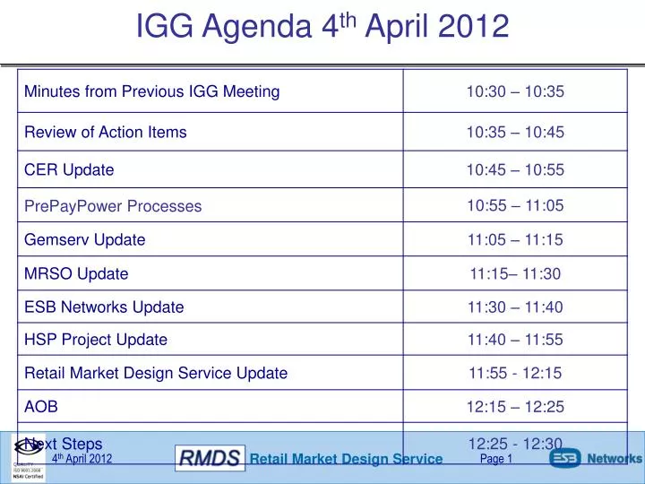 igg agenda 4 th april 2012