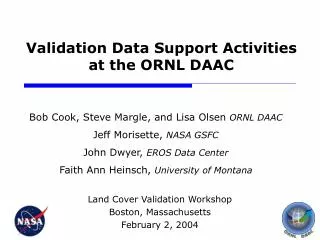 Validation Data Support Activities at the ORNL DAAC