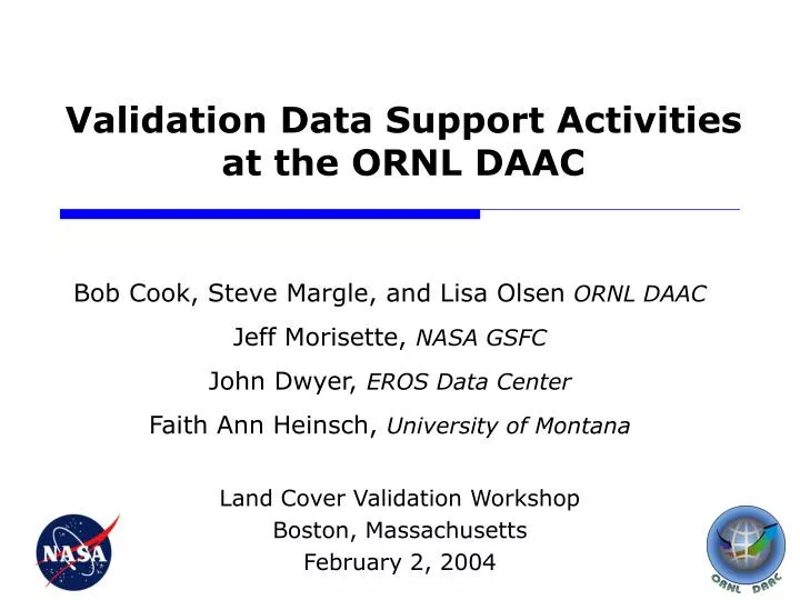validation data support activities at the ornl daac